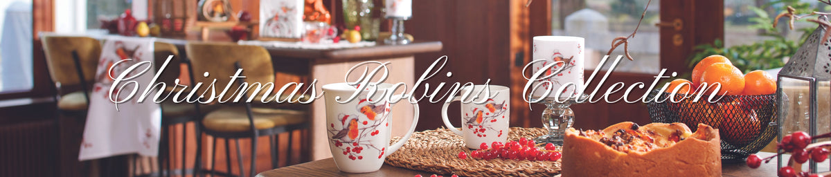 Natale Robin Tazza E Sottobicchiere Set - Decorazione Tavola Natale Robin Tazza E Sottobicchiere Set - Decorazione Tavola
