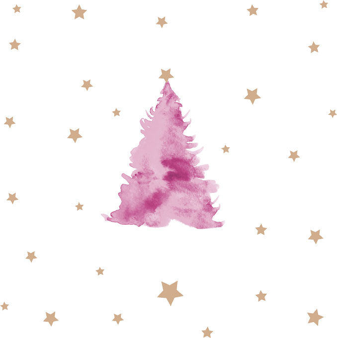 Lunch Napkin - PURPLE Christmas Tree with stars