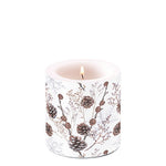 Candle SMALL - Pine cones white