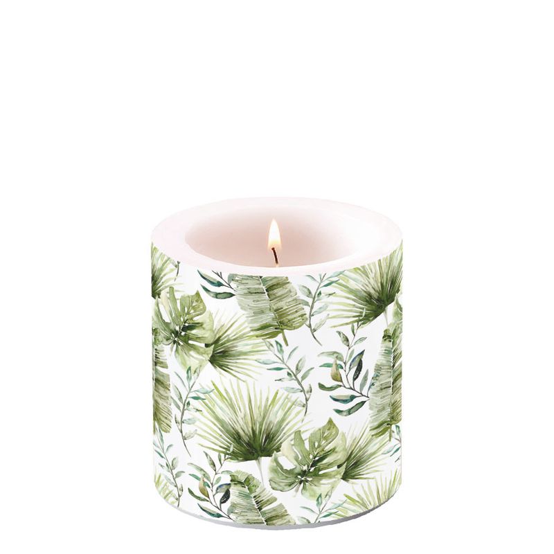 Candle SMALL - Jungle Leaves WHITE