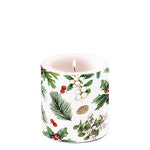 Candle SMALL - Winter greenery white