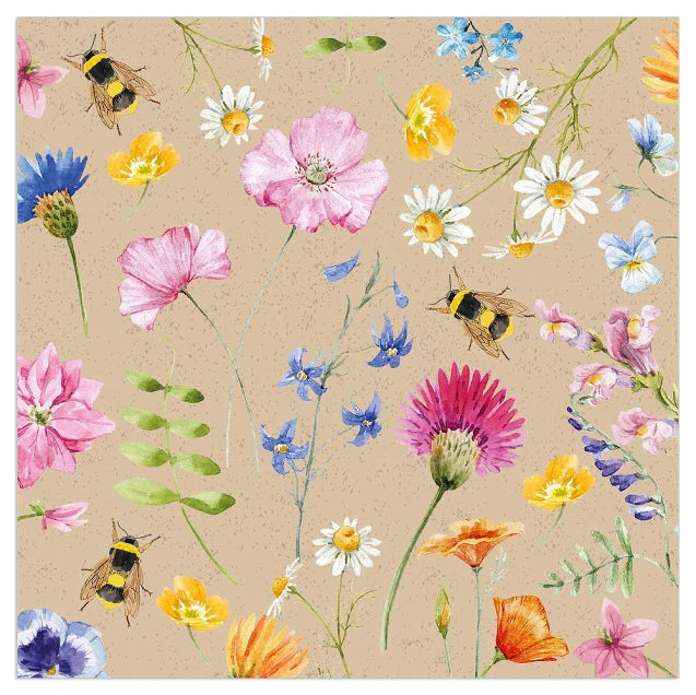 Lunch Napkin - Flowers and Bees (ORGANICS)