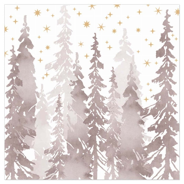 Lunch Napkin - Painted Winter Forest TAUPE