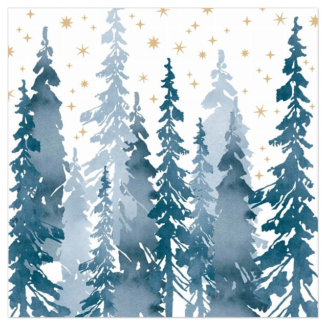 Lunch Napkin - Painted Winter Forest BLUE