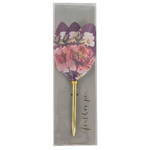Writing Instrument (FEATHER PEN) - Spring Flowers on Wine (Petal Style Feather)