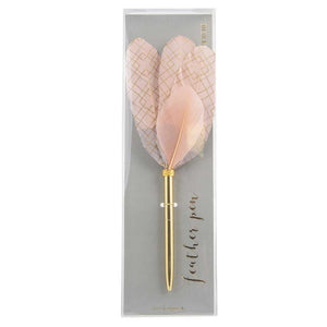 Writing Instrument (FEATHER PEN) - Modern Pattern on Pink (Petal Style Feather)