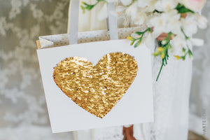 Gift Bag (Sequins) - Heart GOLD/SILVER (Large)