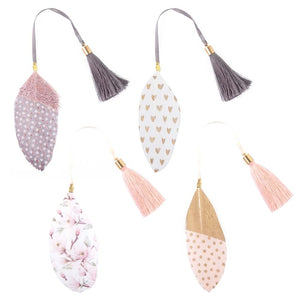 Bookmark - Feather Collection  PINK-GOLD DOTS