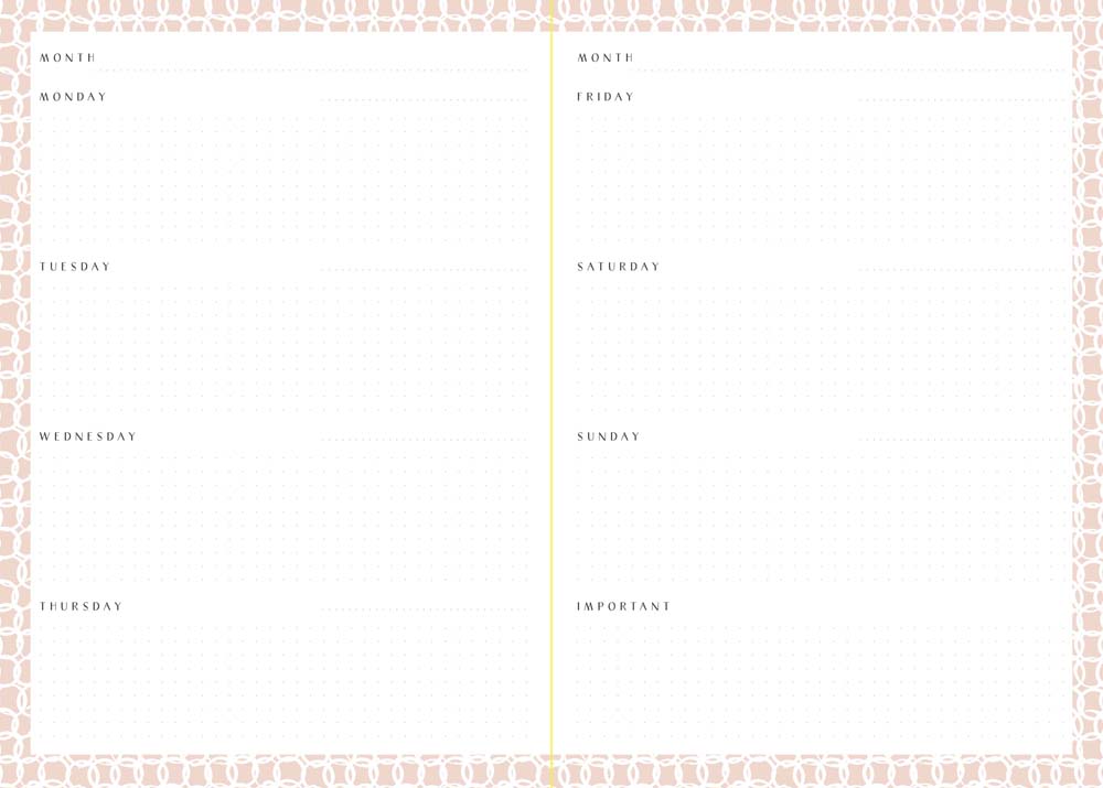 Weekly Planner (A5) - PINK-BLACK Classy Design