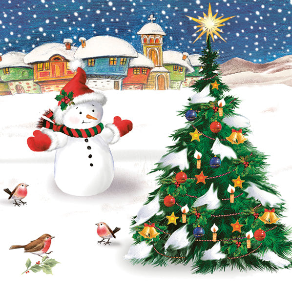 Lunch Napkin - Snowman with Xmas Tree