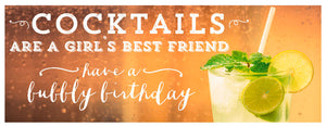LONG Greeting Card (Birthday) - Cocktails A Girl's Best Friend