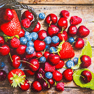 Cocktail Napkin - Tasty Berries on Wood