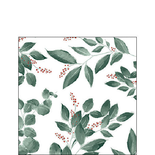 
                
                    Load image into Gallery viewer, Cocktail Napkin - Leaves and berries white
                
            