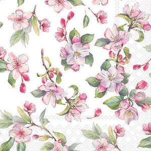 Cocktail Napkin - Spring Blossom WHITE