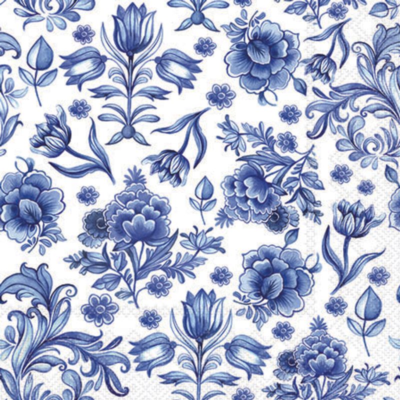 Cocktail Napkin - Delft BLUE Flowers