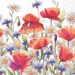 Cocktail Napkin - Poppies And Cornflowers