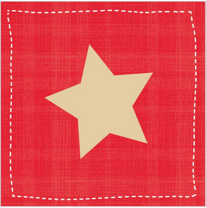 Lunch Napkin - Large Gold Star on RED