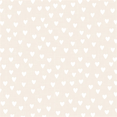 Lunch Napkin - Mini Hearts Pattern WHITE on TAUPE