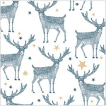 Lunch Napkin - Deer Pattern Grey on WHITE with Stars