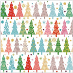 Lunch Napkin - Colourful Christmas Trees WHITE