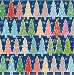 Lunch Napkin - Colourful Christmas Trees NAVY