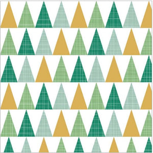 Lunch Napkin - GREEN Triangles Pattern On WHITE