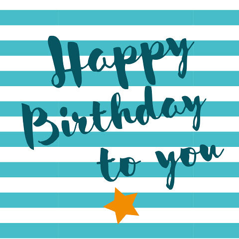 
                
                    Load image into Gallery viewer, Lunch Napkin - Happy Birthday Text on Stripes BLUE
                
            