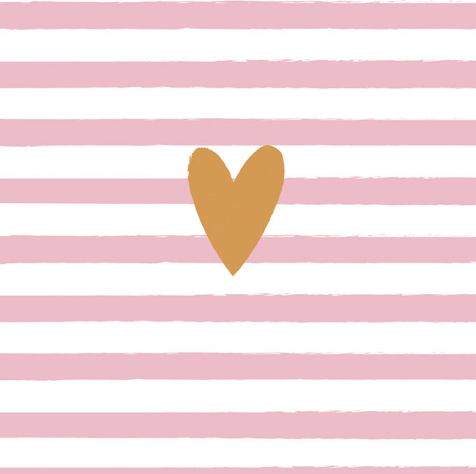 Lunch Napkin - Golden Heart Stripes PINK