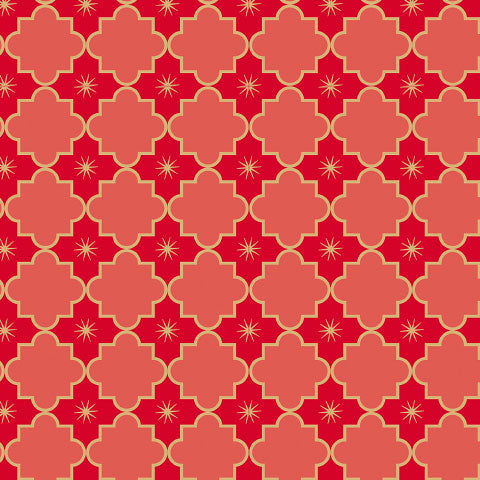 Lunch Napkin - Ogee with Stars RED