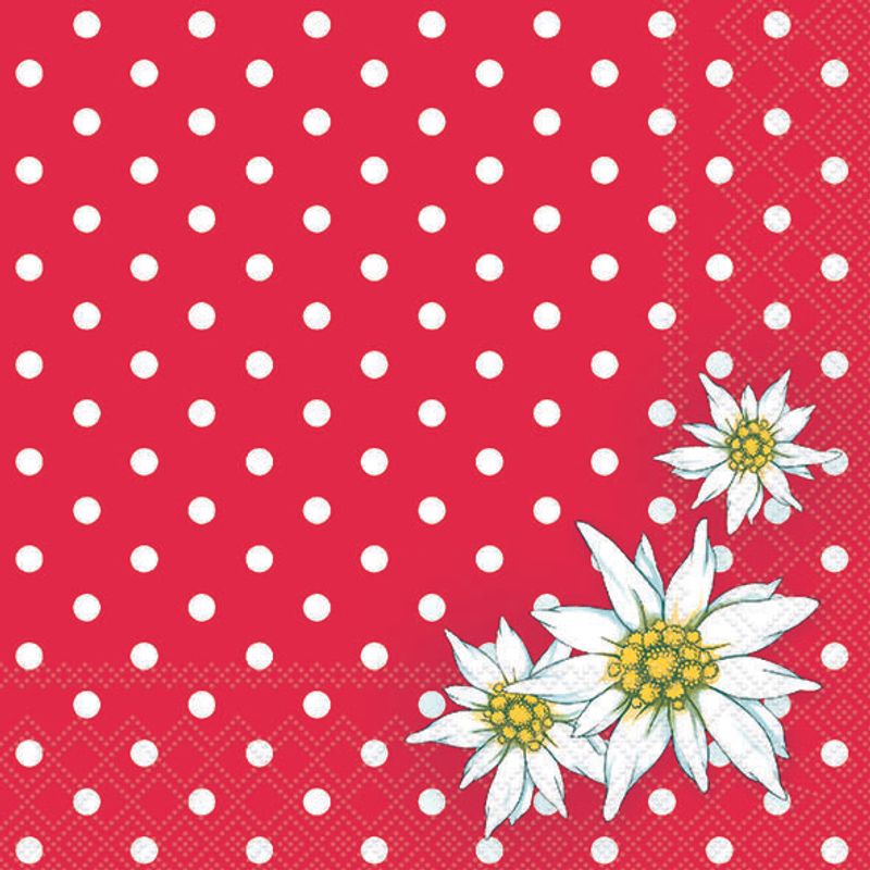 Lunch Napkin - Edelweiss Dots RED