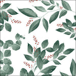 Lunch Napkin - Leaves and berries white