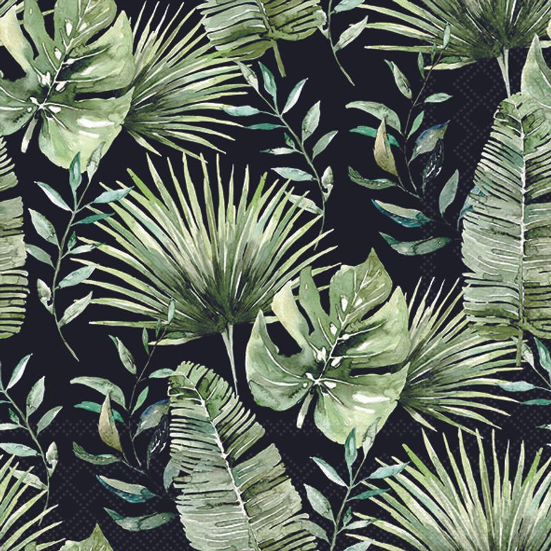 Lunch Napkin - Jungle Leaves BLACK