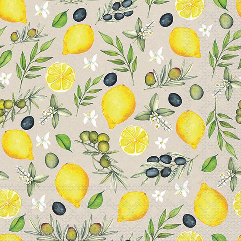 Lunch Napkin - Olives And Lemon