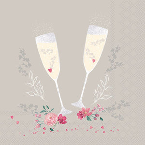 Lunch Napkin - Champagne Glasses GREY