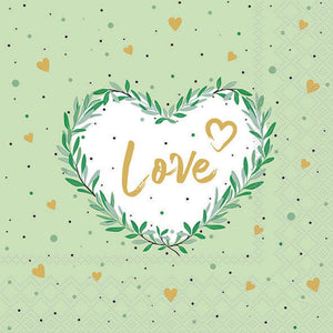 Lunch Napkin - Lots Of Love GREEN