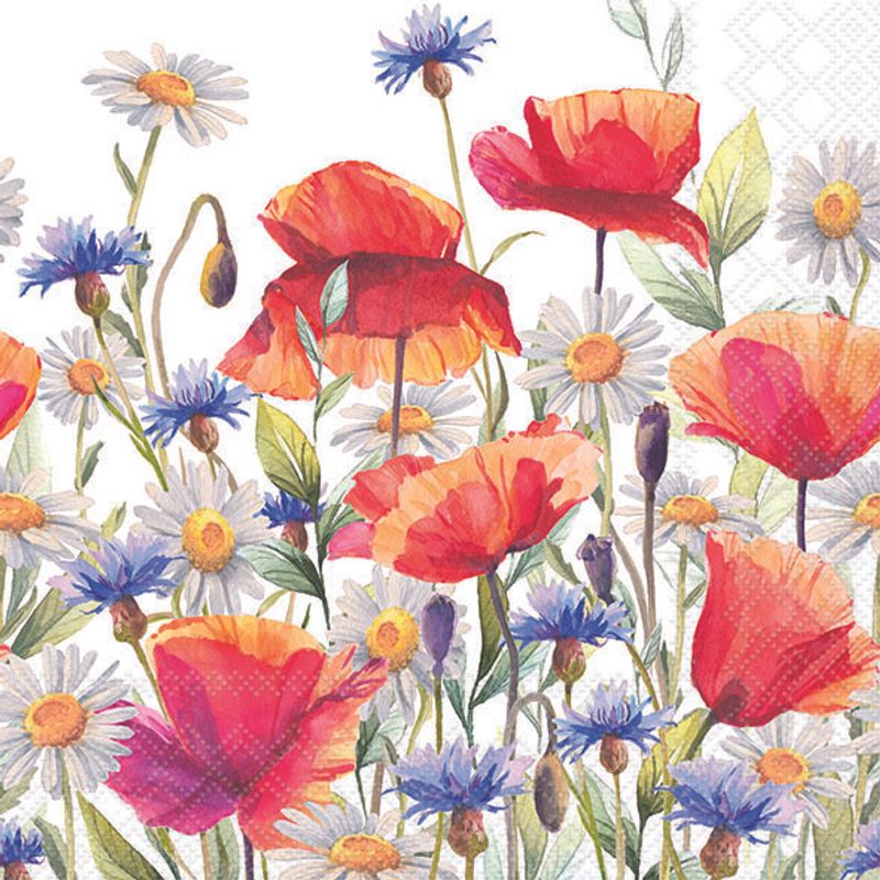 Lunch Napkin - Poppies And Cornflowers
