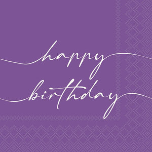 Lunch Napkin - Birthday Note WHITE/PURPLE