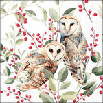 Lunch Napkin - Barn Owl Couple WHITE