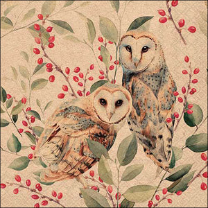 Lunch Napkin - Recycled Barn Owl Couple Nature