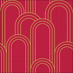 Lunch Napkin - Geometric Lines GOLD/RED