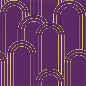 Lunch Napkin - Geometric Lines GOLD/PURPLE