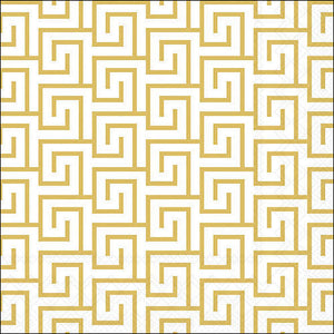 Lunch Napkin - Greek Key WHITE/GOLD