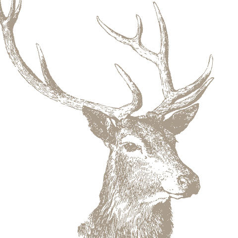 Lunch Napkin - Deer HEAD GREY ON WHITE