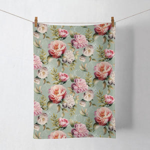 Kitchen Towel - Peonies Composition GREEN