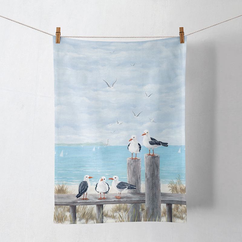 Kitchen Towel - Seagulls On The Dock