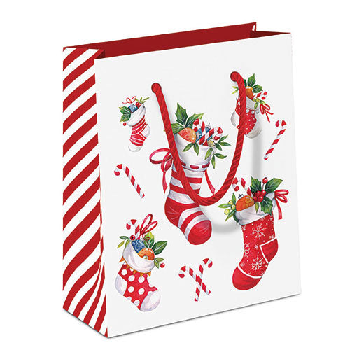 Gift Bag - X-mas Stockings WHITE