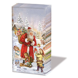 Pocket Tissue - Santa bringing presents