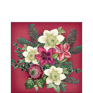 Cocktail Napkin - Azalea and Helleborus Red