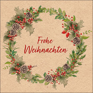 Lunch Napkin - Recycled Weihnachtskranz natur