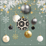 Lunch Napkin - Christmas baubles sage